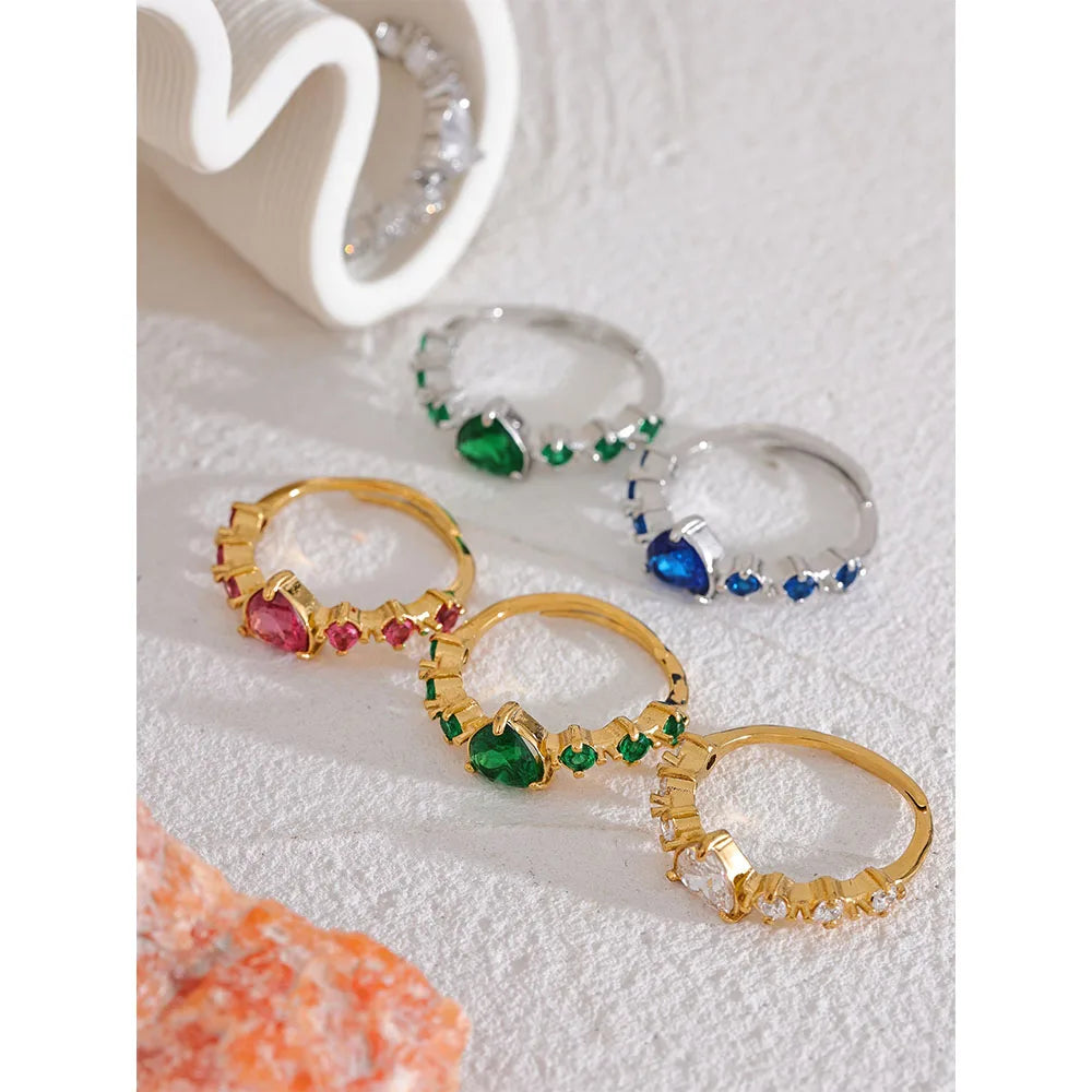 Adjustable CZ Heart Ring