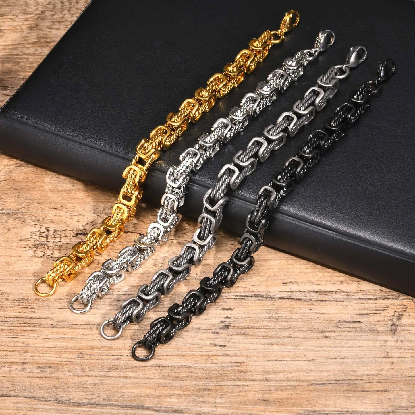 Chunky Braided Link Wristband Bracelets
