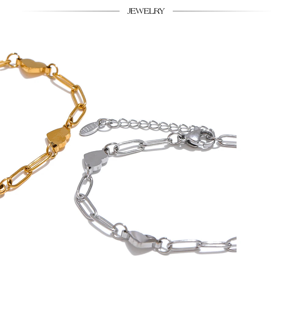 Handmade Stainless Steel Heart Chain Bracelet