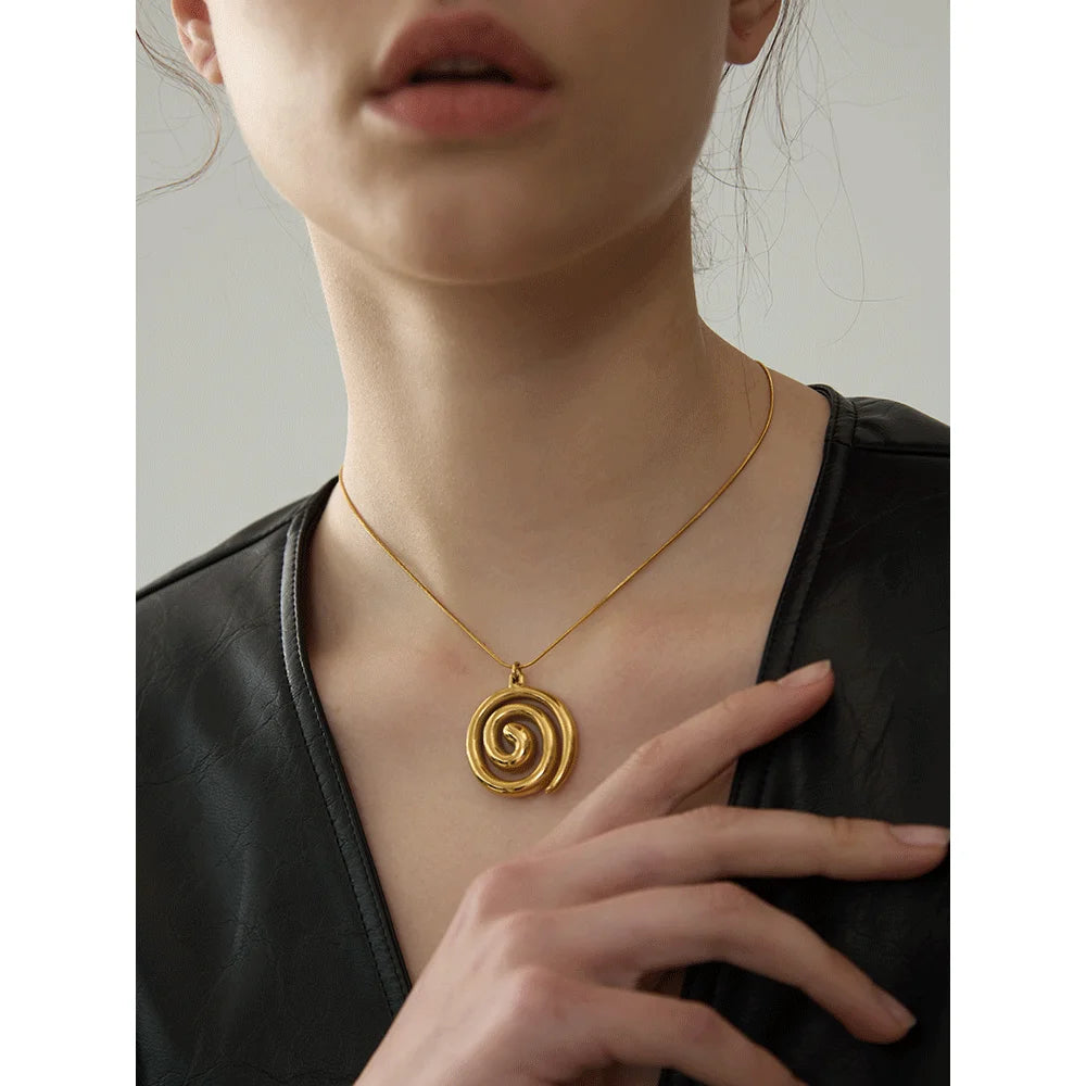 Trendy Stainless Steel Round Circle Pendant Necklace