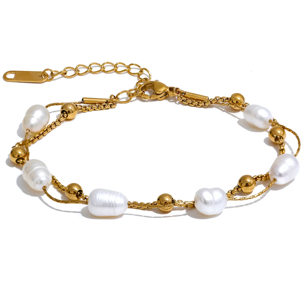 Double Layer Chain Charm Bracelet Bangle
