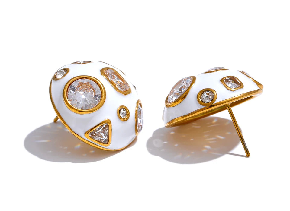 Cubic Zirconia Charm Stud Earrings