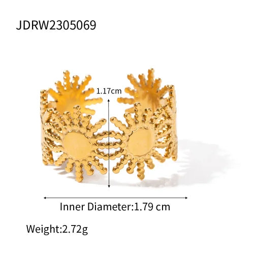 Waterproof Flower Adjustable Opening Rings