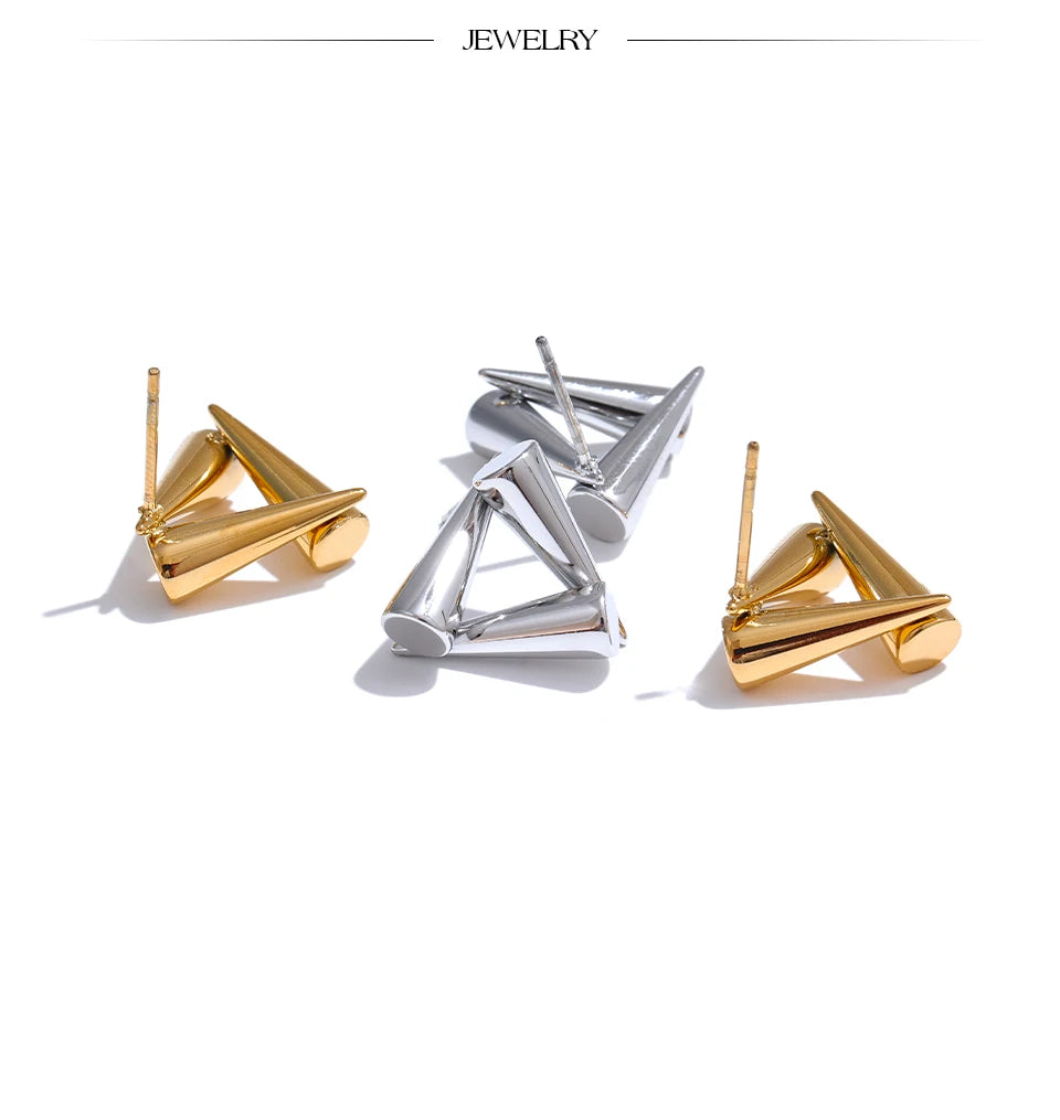 Stainless Steel Triangle Geometric Stud Earrings