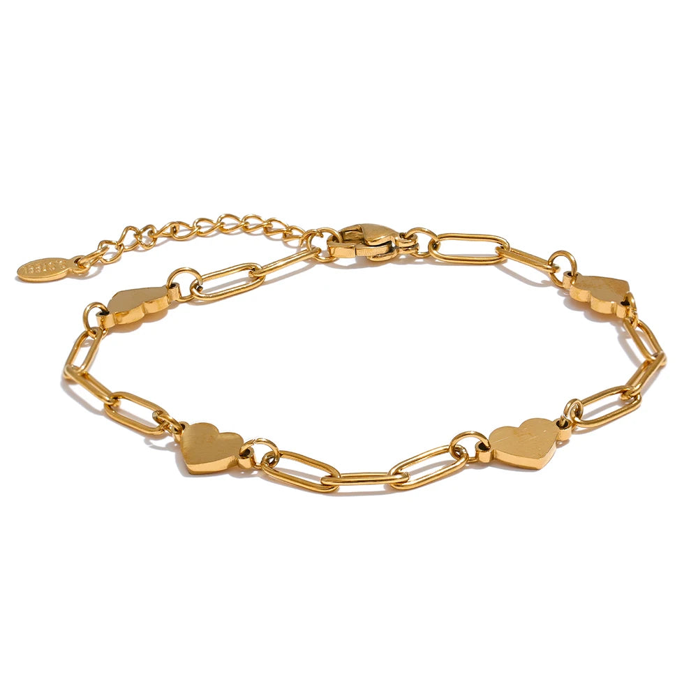Handmade Stainless Steel Heart Chain Bracelet