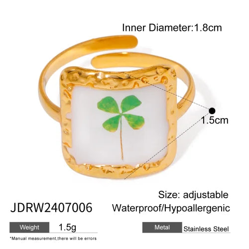 Waterproof Flower Adjustable Opening Rings