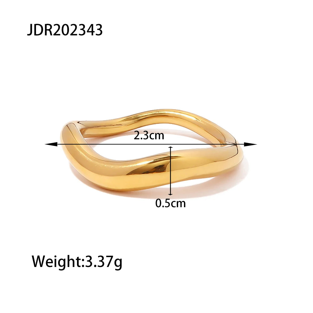 18K Gold Plated Stainless Steel Geometric Fashion Rings