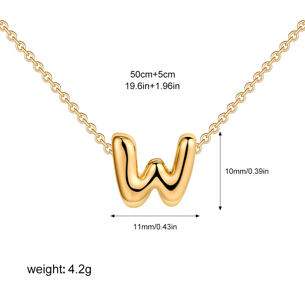 3D Bubble Initial A-Z Alphabet Mini Necklace