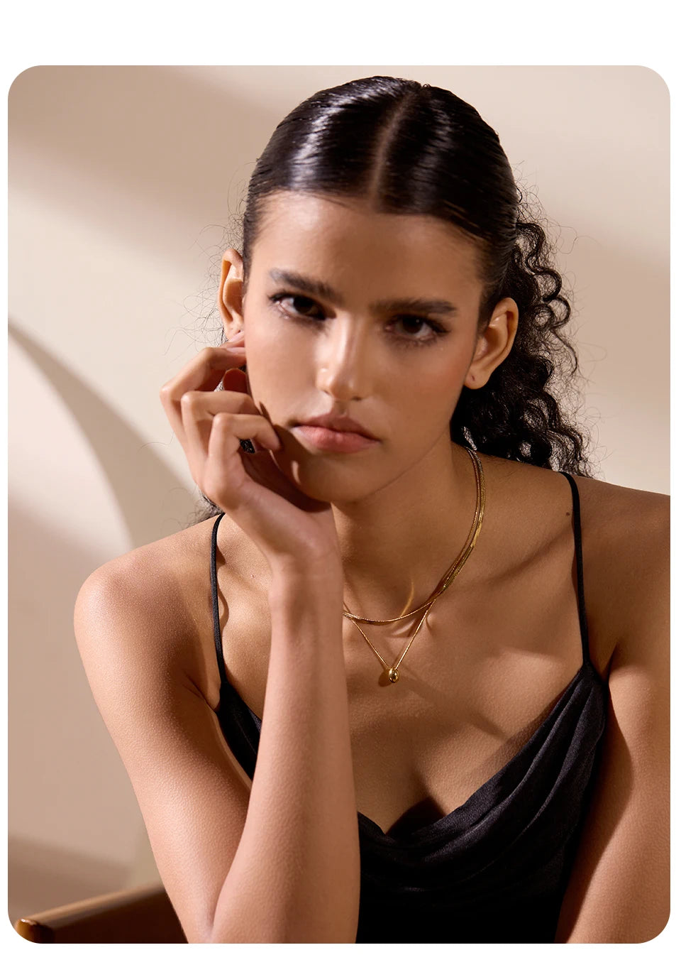 Snake Chain Double Layer Pendant Necklace