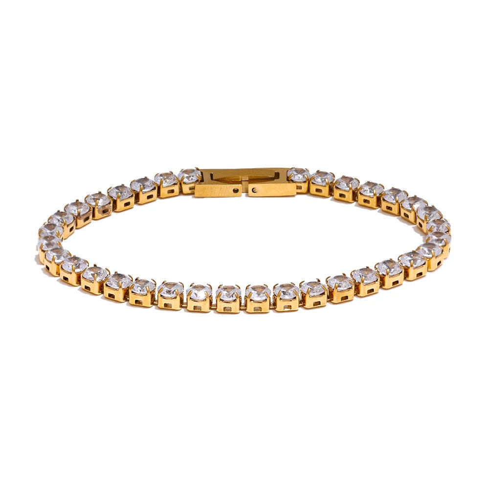 Cubic Zirconia Chain Wrist Bracelet Bangle