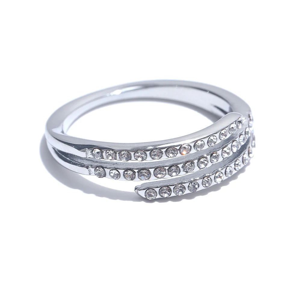Fashion Shiny Cubic Zirconia Geometric Layered Ring