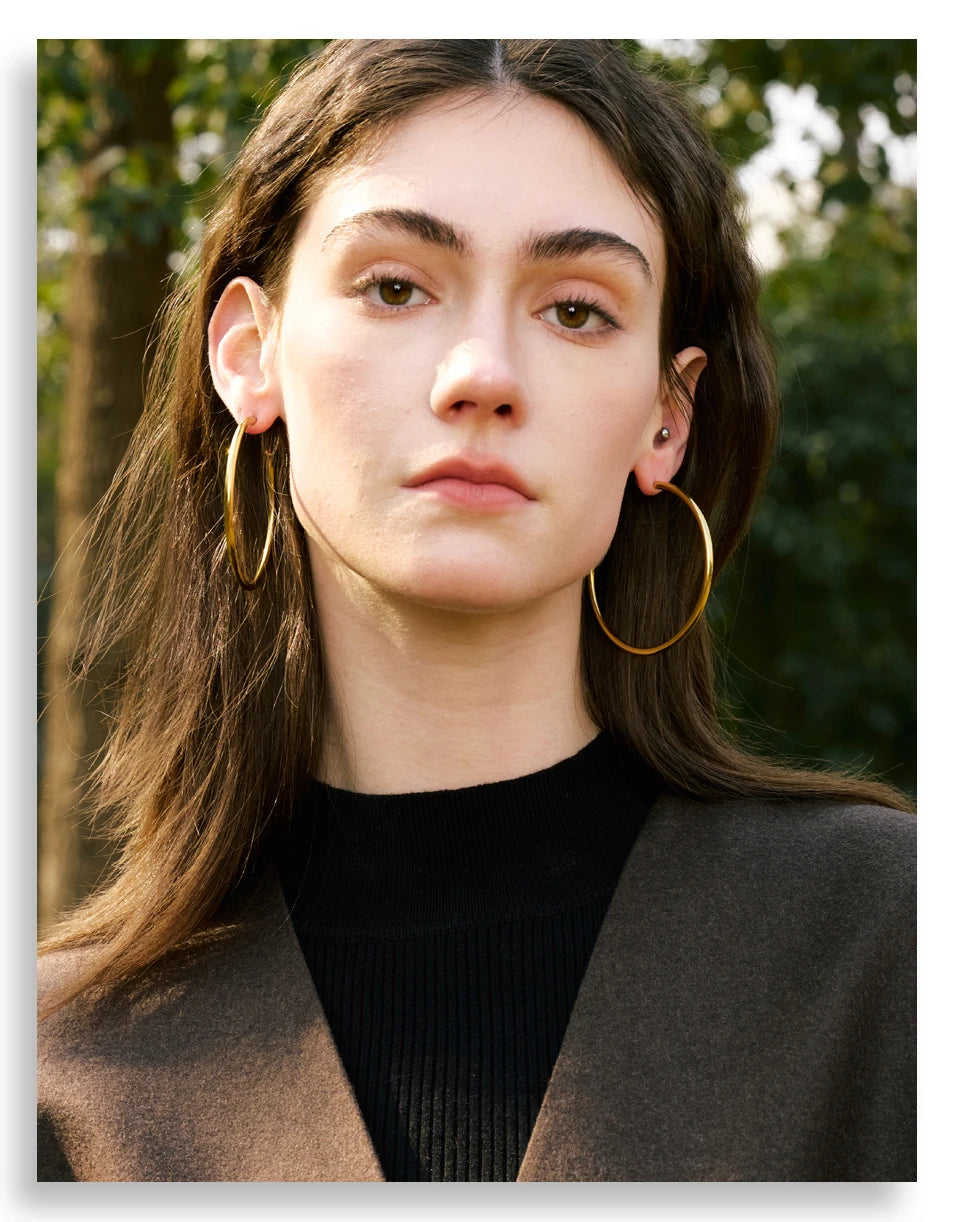 C-Shape Round Daily Hoop Earrings