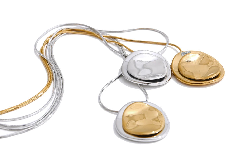 Double Round Pendant Fashion Necklace