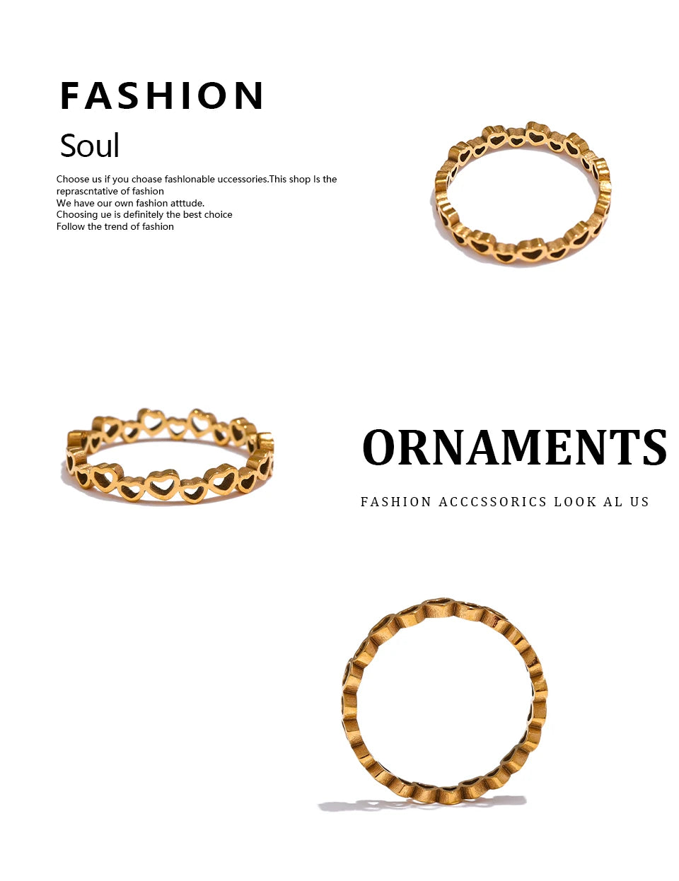 Minimalist Hollow Heart Ring – Gold Stainless Steel