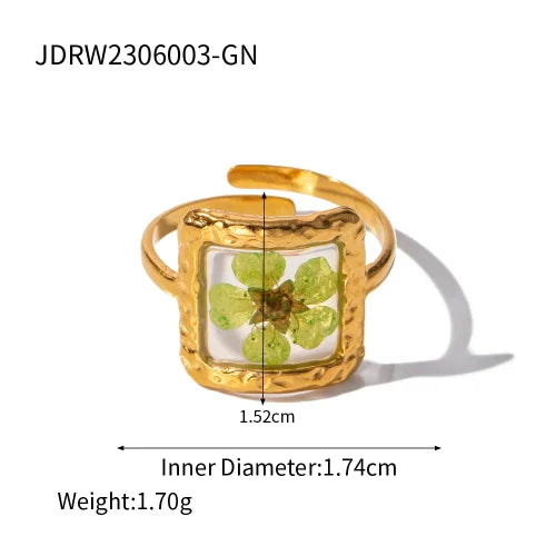 Waterproof Flower Adjustable Opening Rings