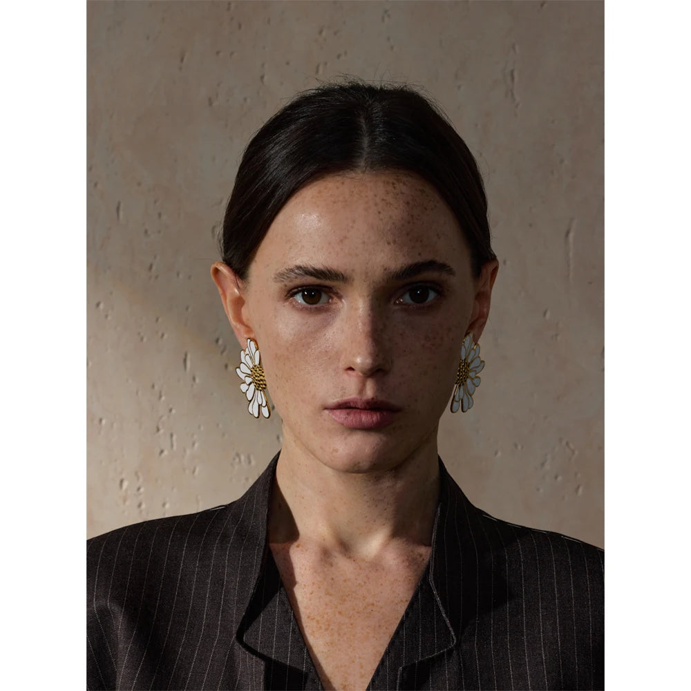 Enamel Flower Statement Fashion Stud Earrings