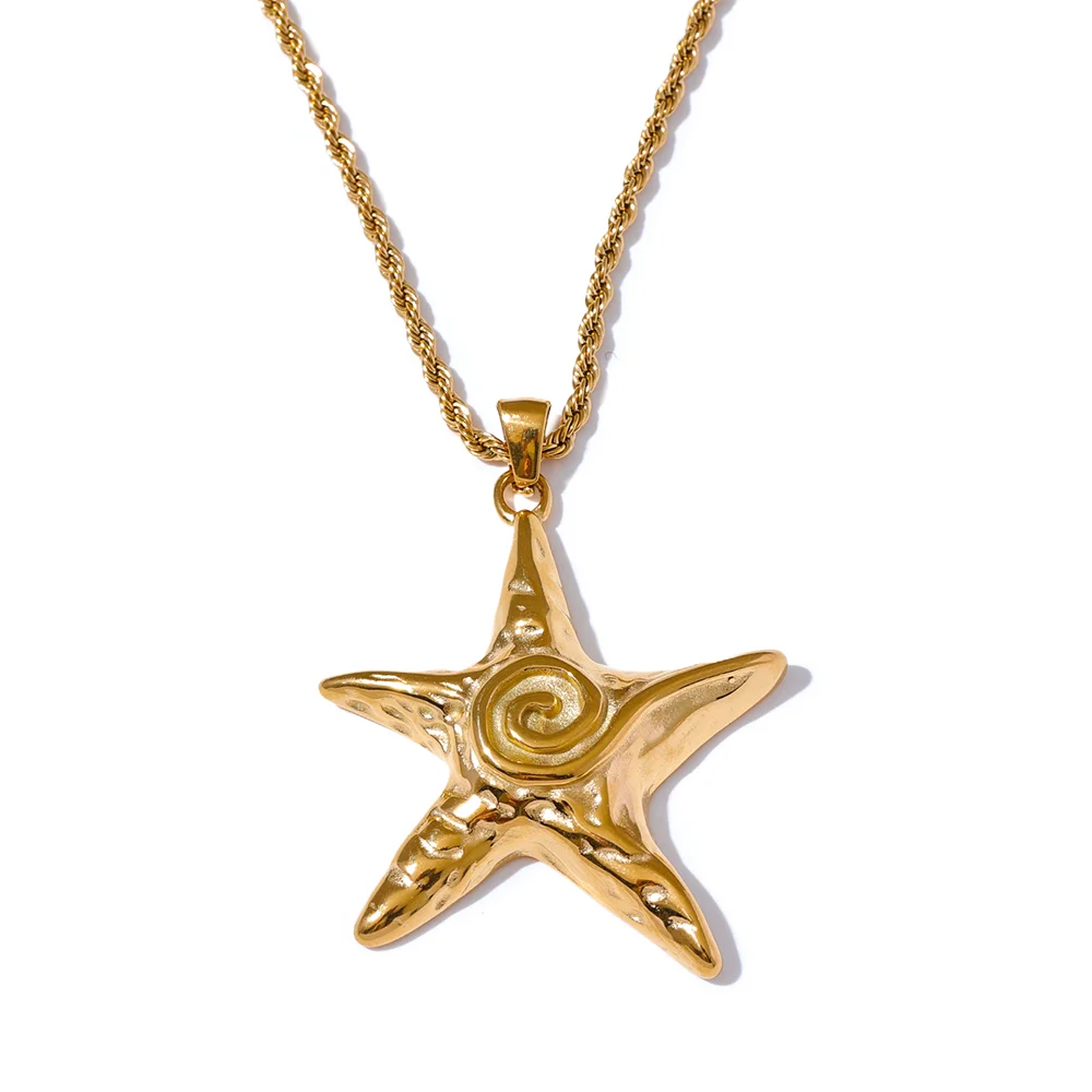 Golden Starfish Pendant Necklace