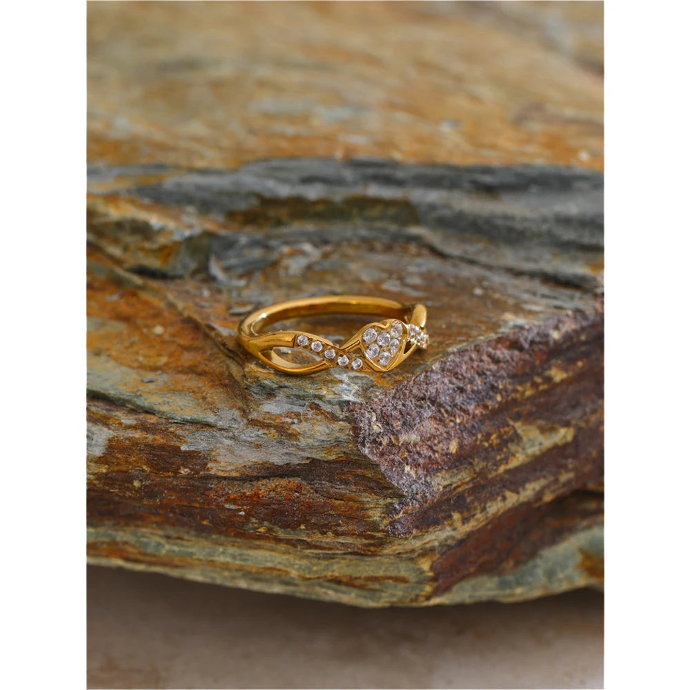 Thin CZ Heart Ring