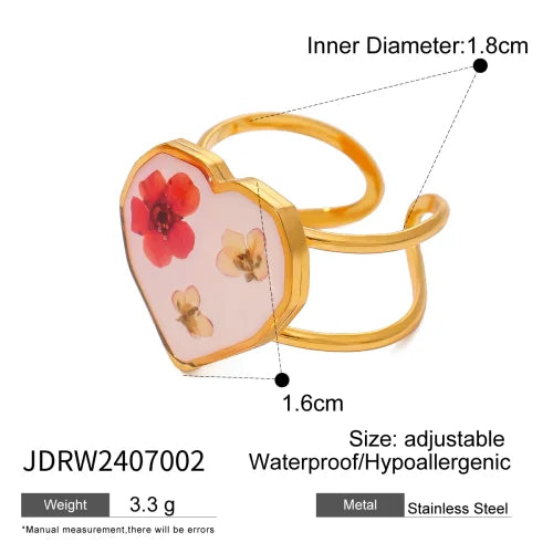Waterproof Flower Adjustable Opening Rings