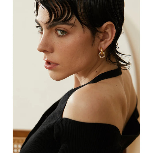 Cubic Zirconia Round Huggie Hoop Earrings