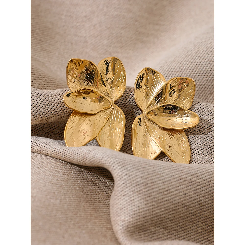 Waterproof 316L Stainless Steel Flower Stud Earrings