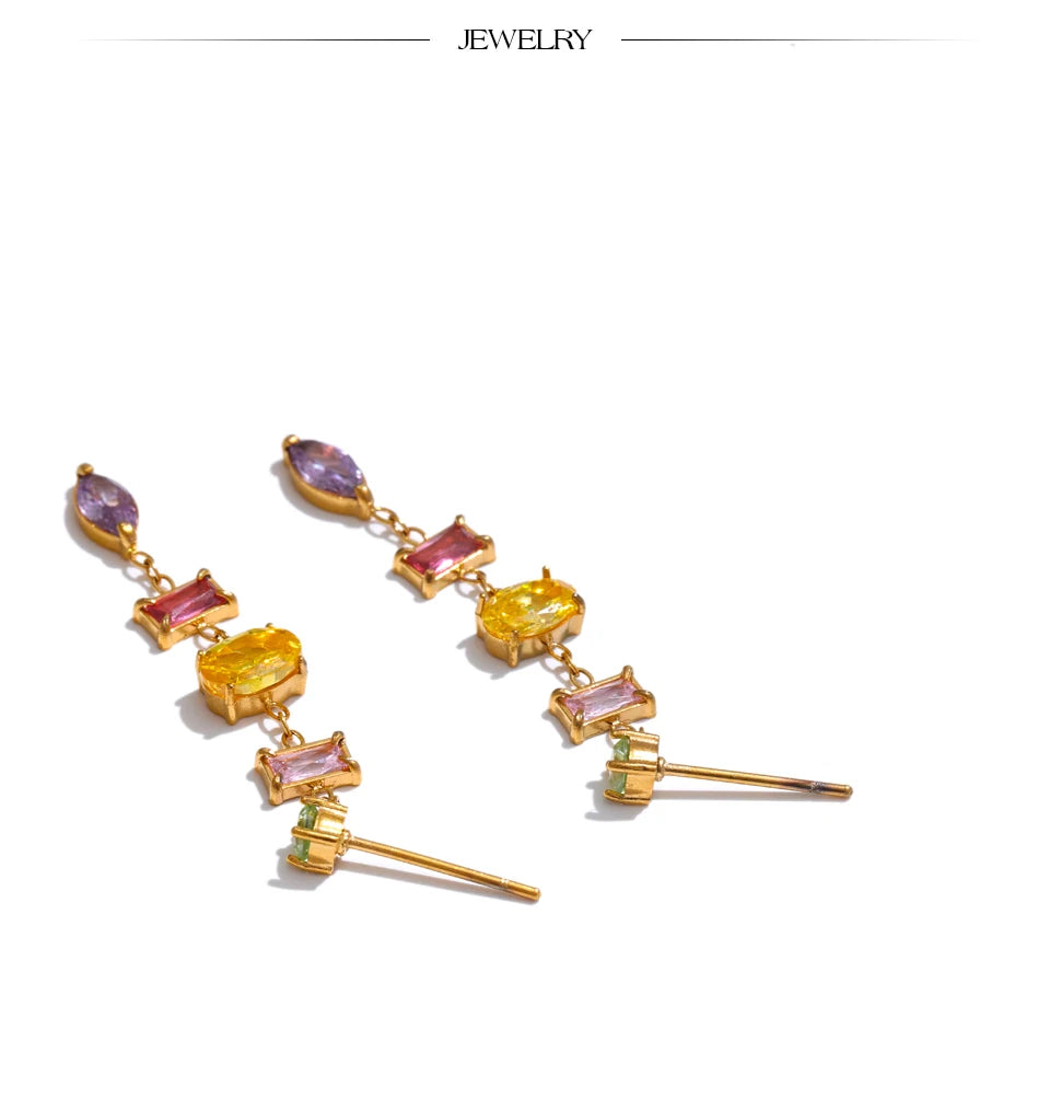 Colorful Cubic Zirconia Drop Earrings