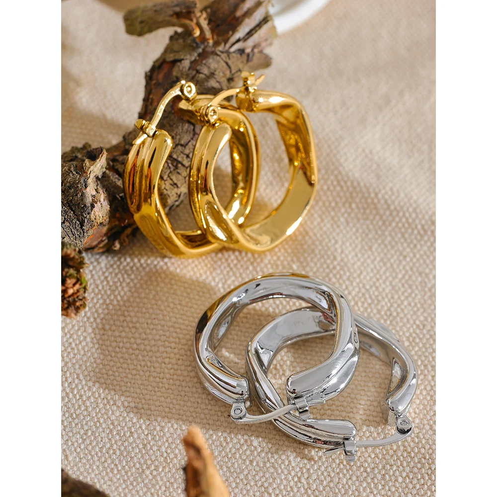 316L Stainless Steel Hollow Hoop Earrings