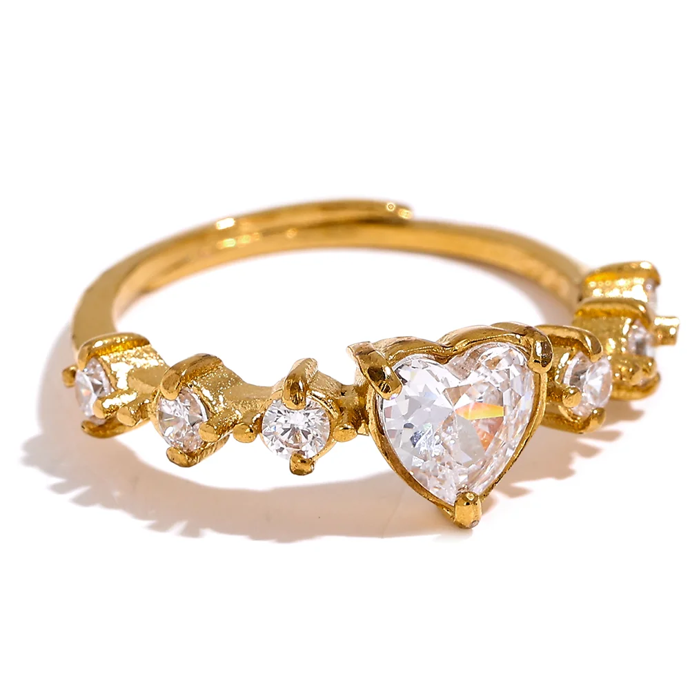 Adjustable CZ Heart Ring