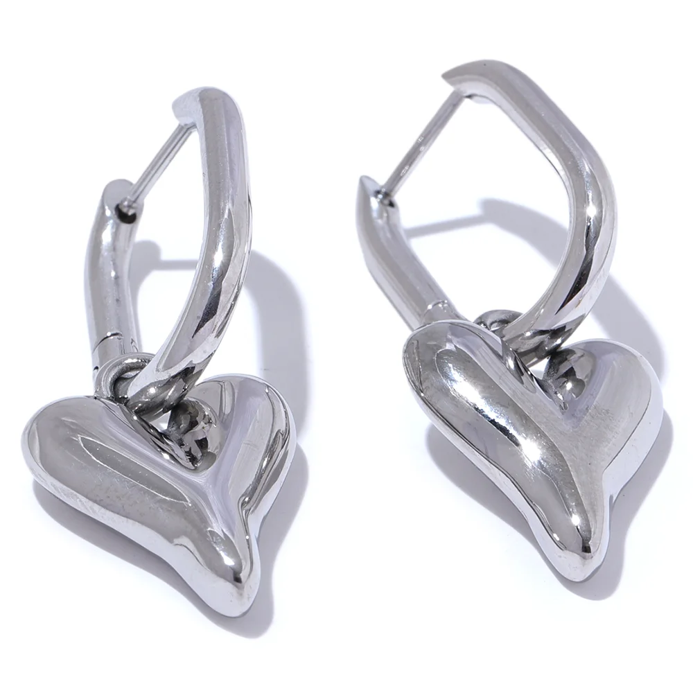 Heart Drop Hoop Earrings