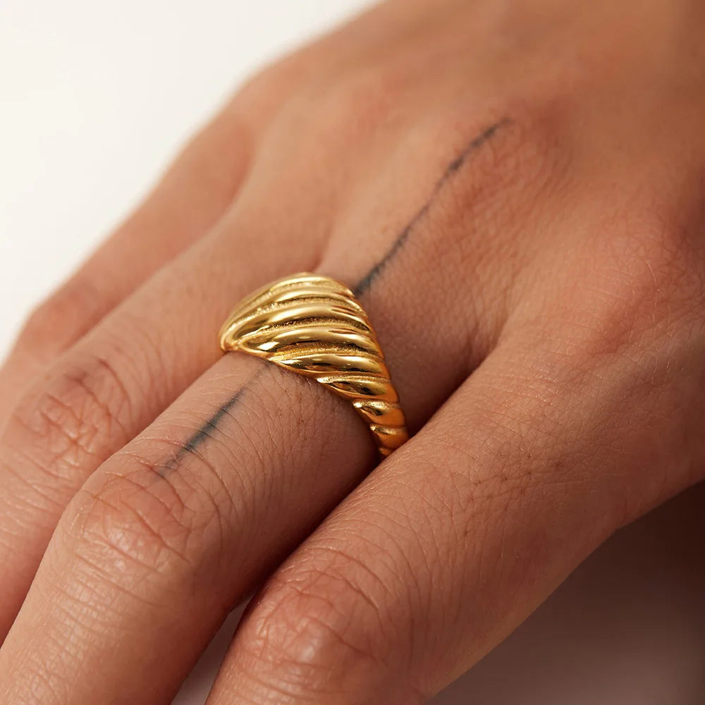 18K Gold Plated Stainless Steel Geometric Fashion Rings