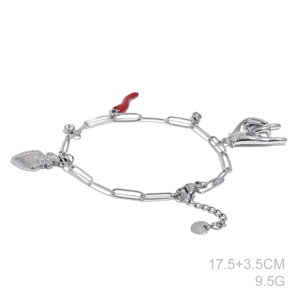 Red Chili & Heart Charms Pendant Necklace