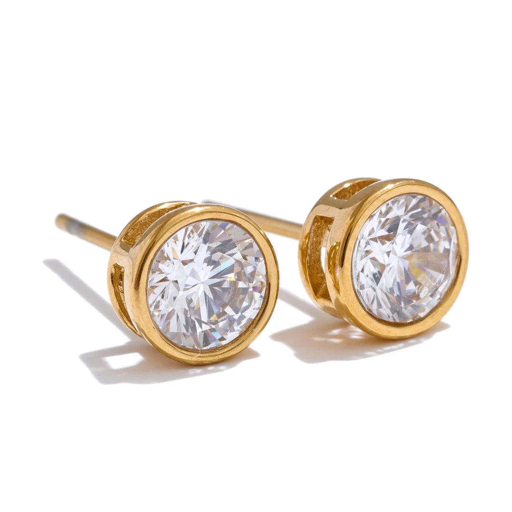 Cubic Zirconia Round Stud Earrings