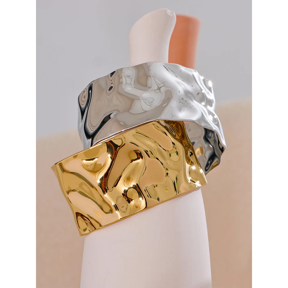 Wide Large Stainless Steel Cuff Bracelet