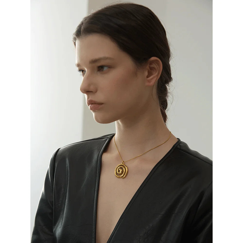 Trendy Stainless Steel Round Circle Pendant Necklace