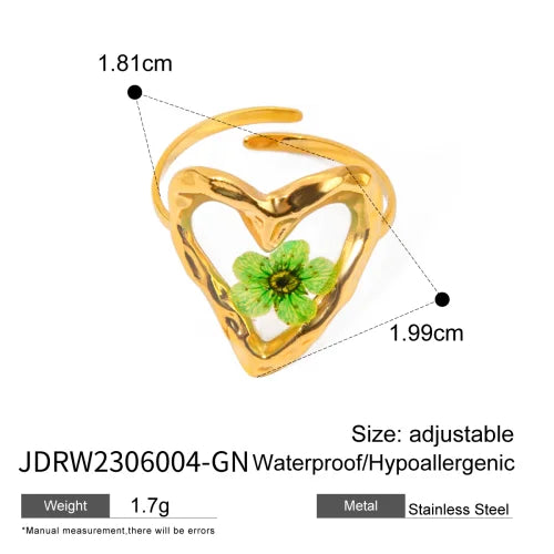 Waterproof Flower Adjustable Opening Rings