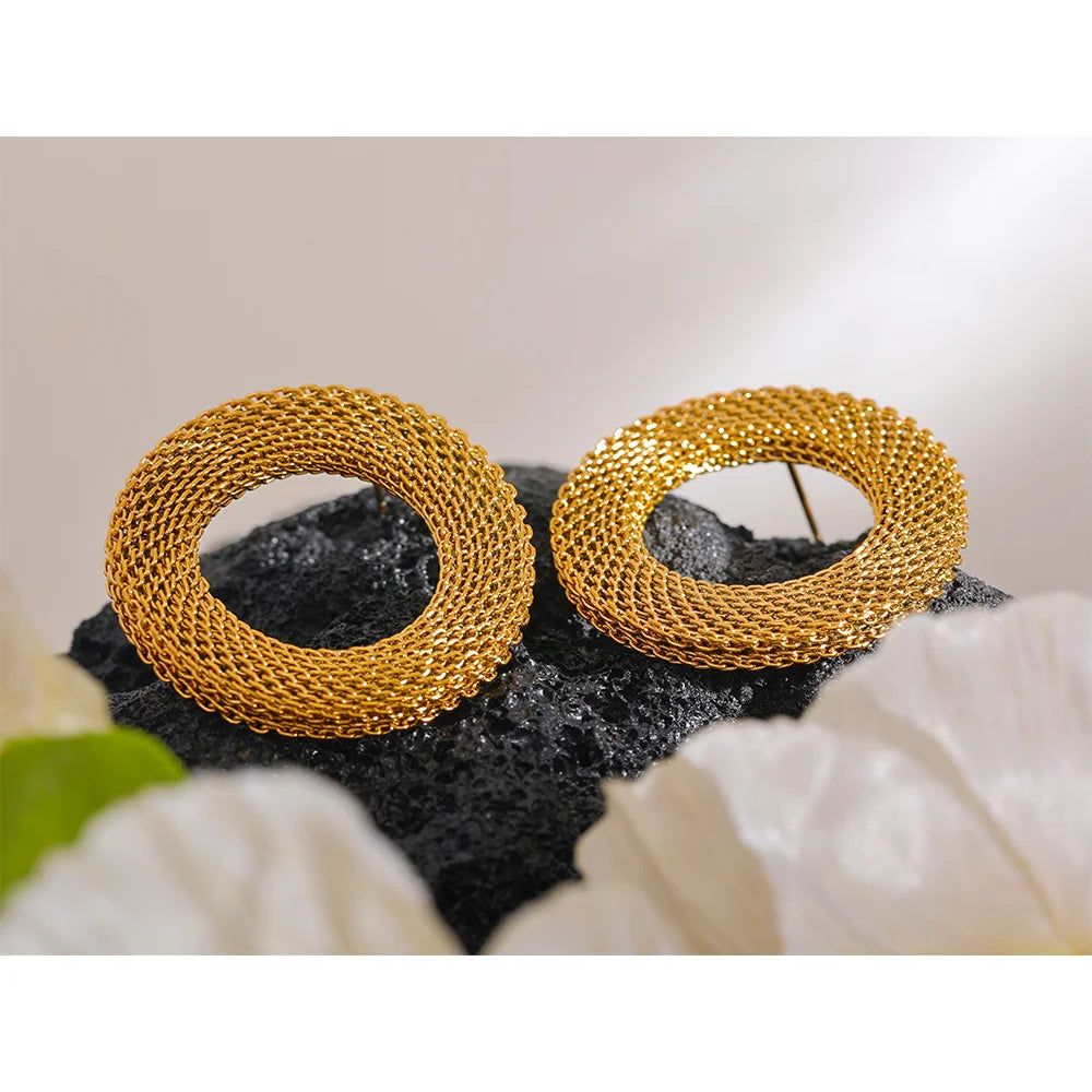 37mm Round Hollow Big Stud Earrings