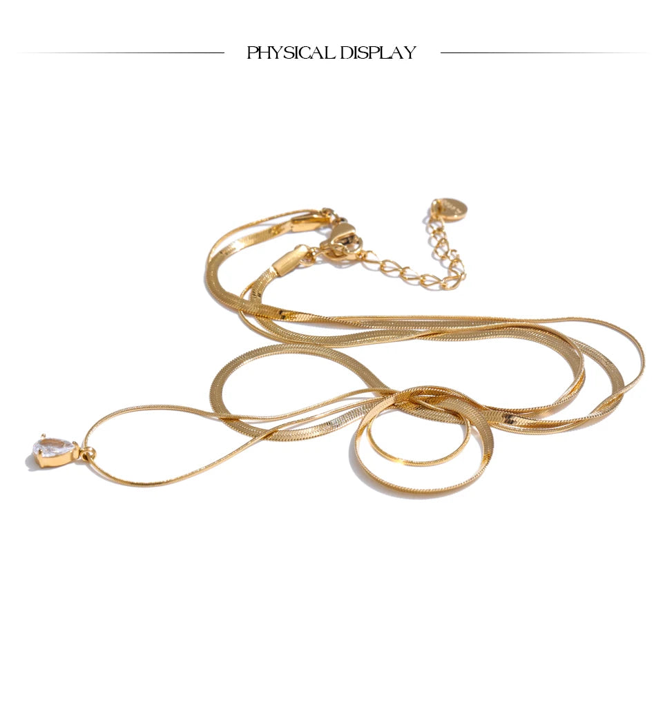 Double Layer Snake Chain Zircon Necklace