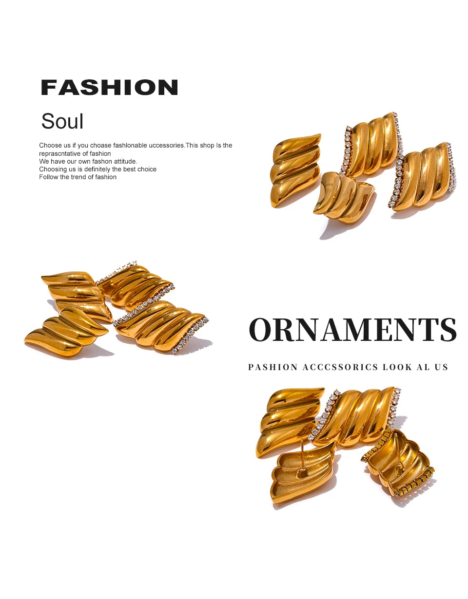 High-Quality Geometric CZ Stud Earrings