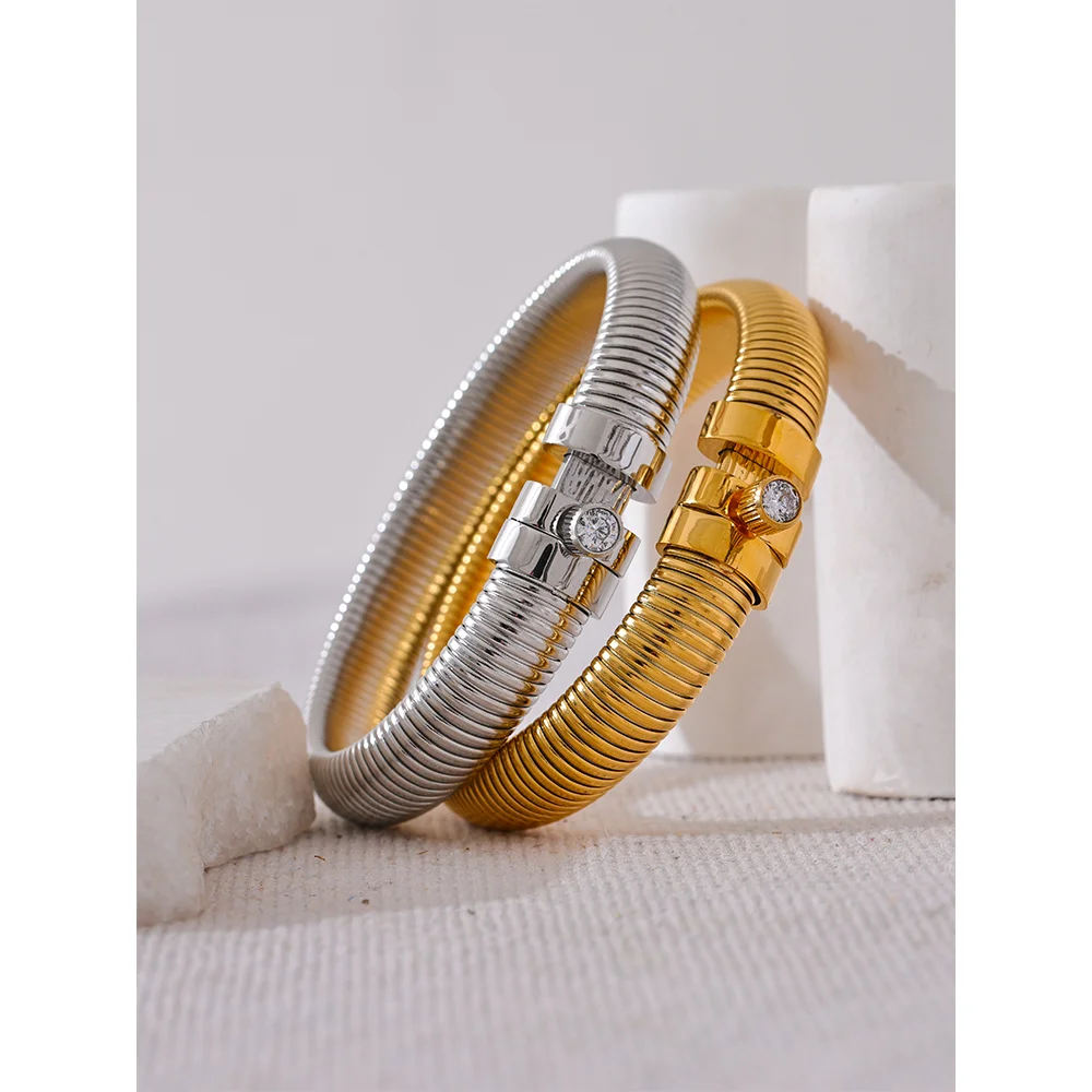 Stainless Steel Elastic Thick Bracelet Bangle