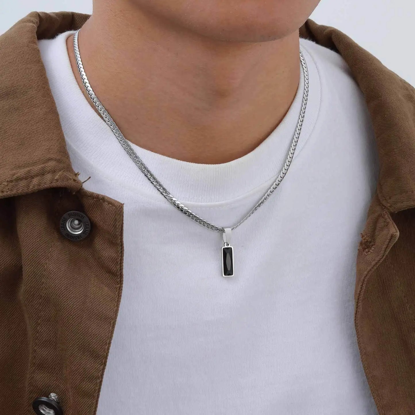 Men’s Black Stone Pendant Necklace
