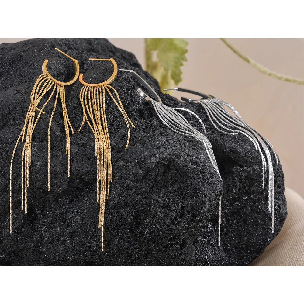 Long Tassel Drop Dangle Earrings