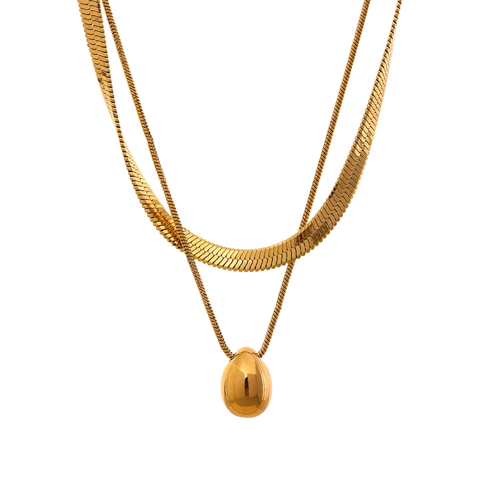 Snake Chain Double Layer Pendant Necklace