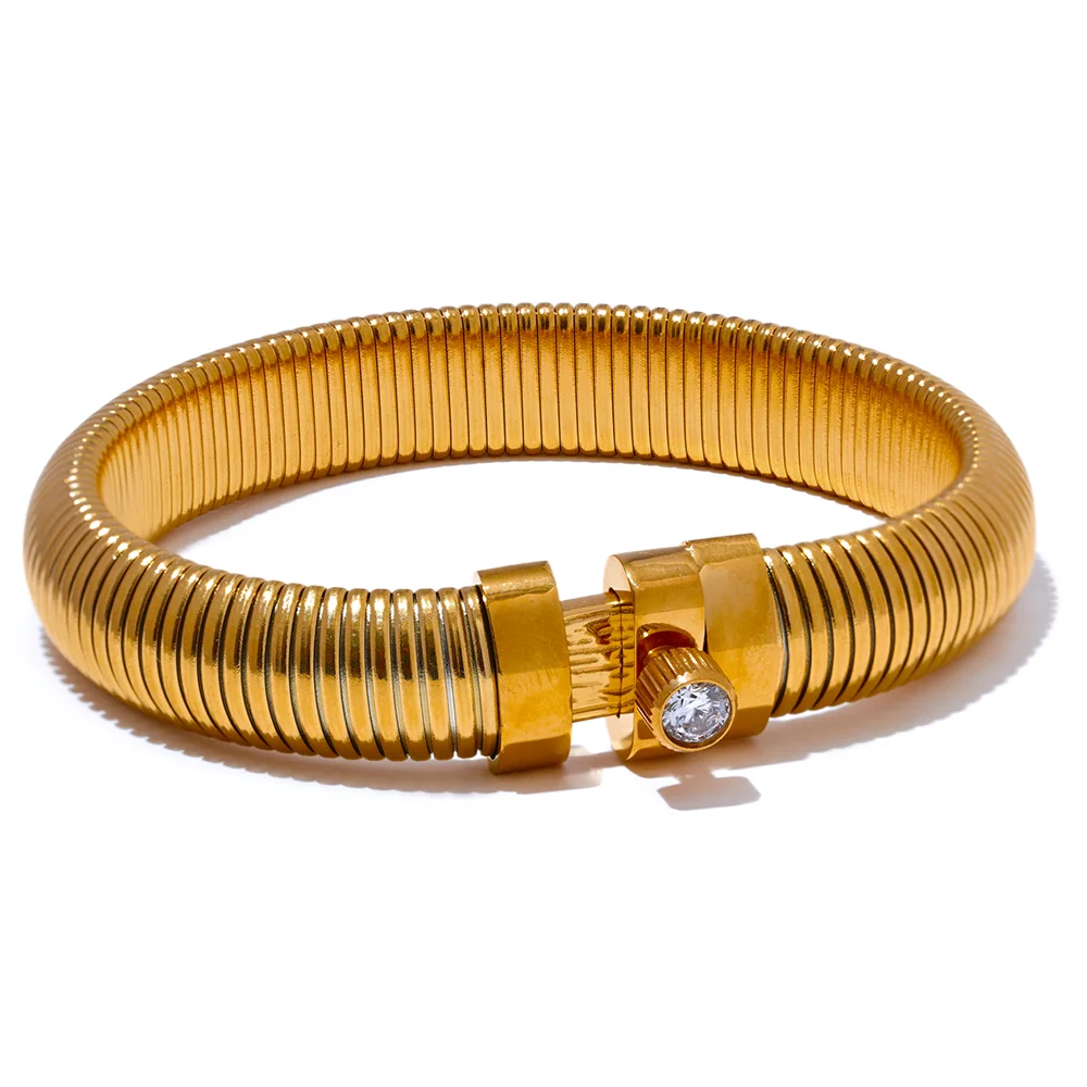 Stainless Steel Elastic Thick Bracelet Bangle