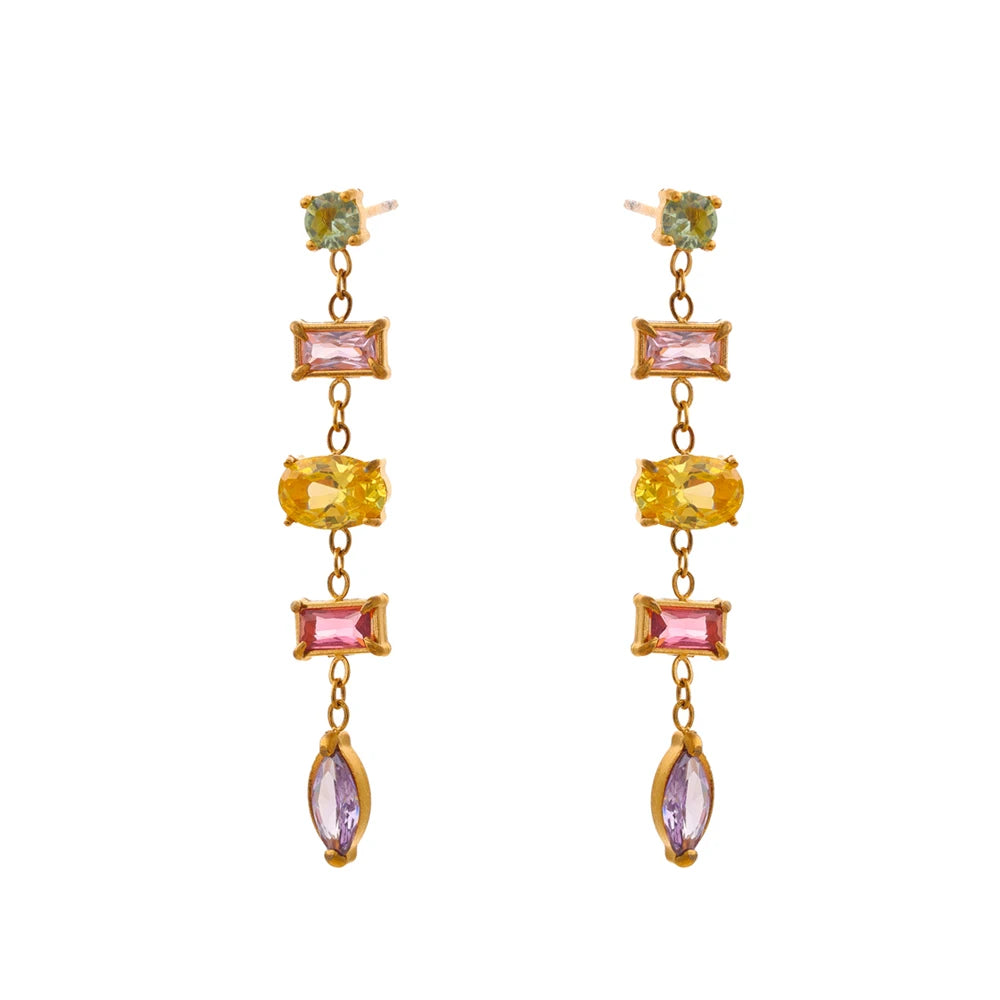 Colorful Cubic Zirconia Drop Earrings