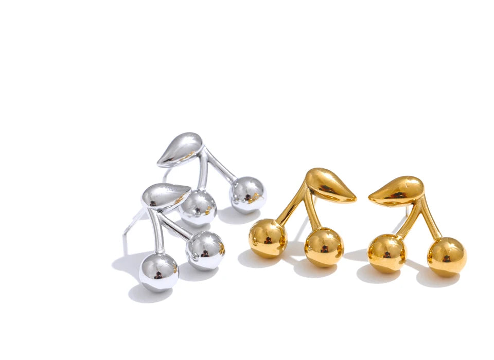 Chic Cherry Stud Earrings