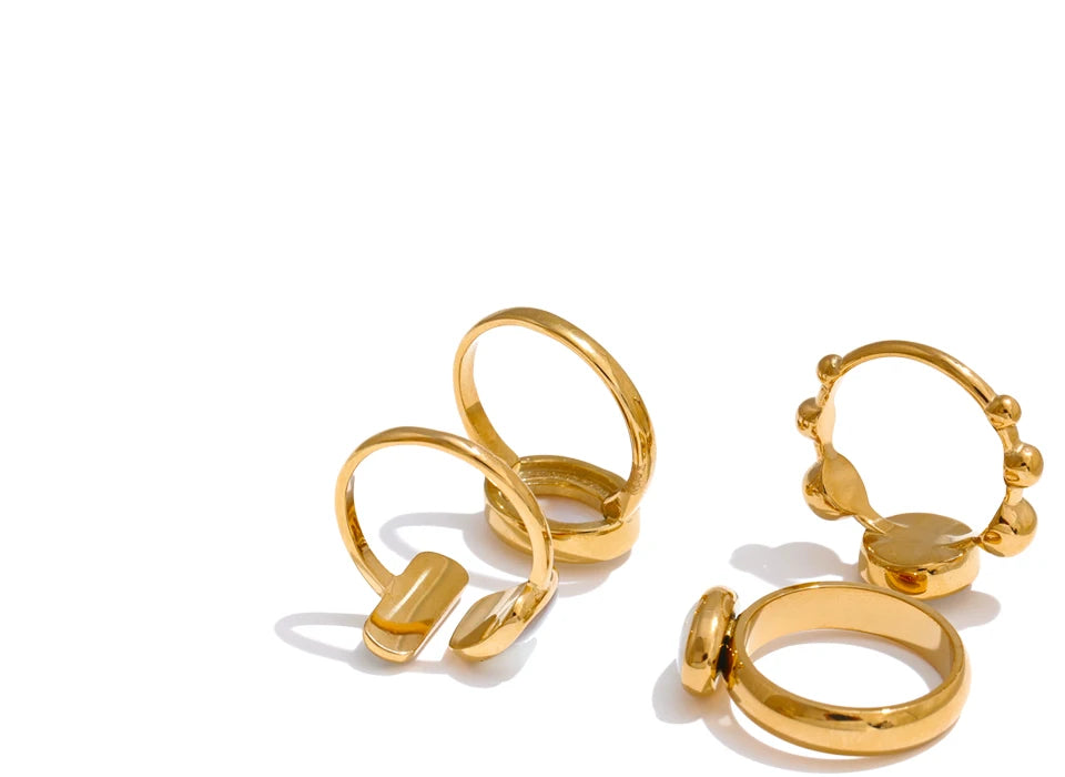 Natural Thicker Shell Finger Golden Textured Rings