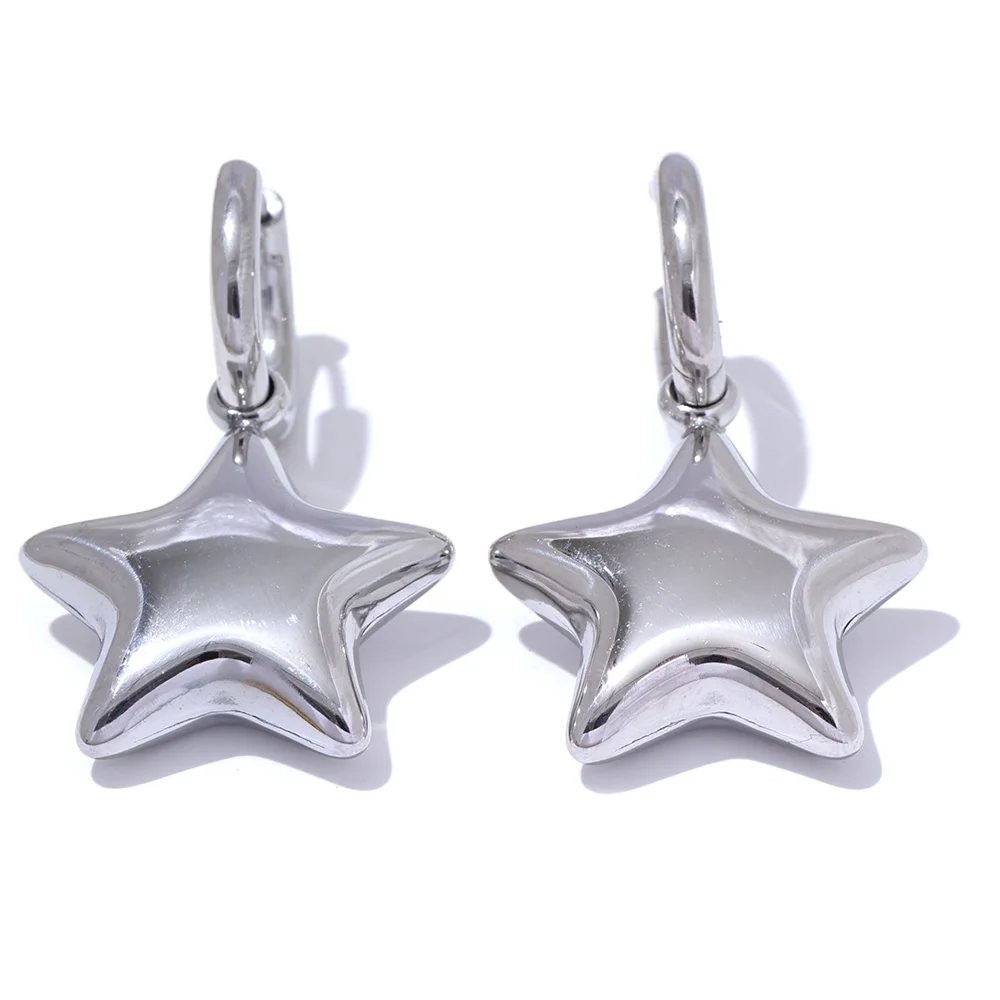 Star Hollow Thick Hoop Earrings