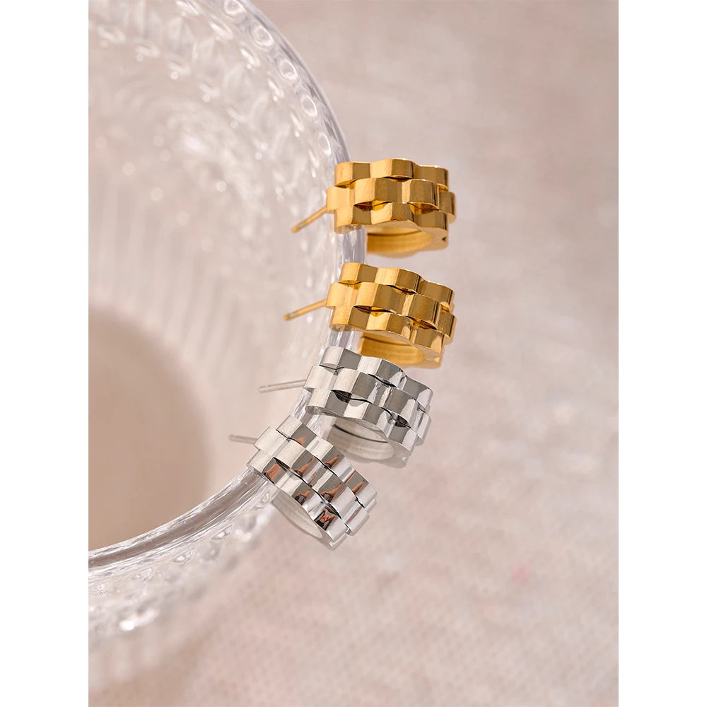 Geometric Texture Hoop Earrings