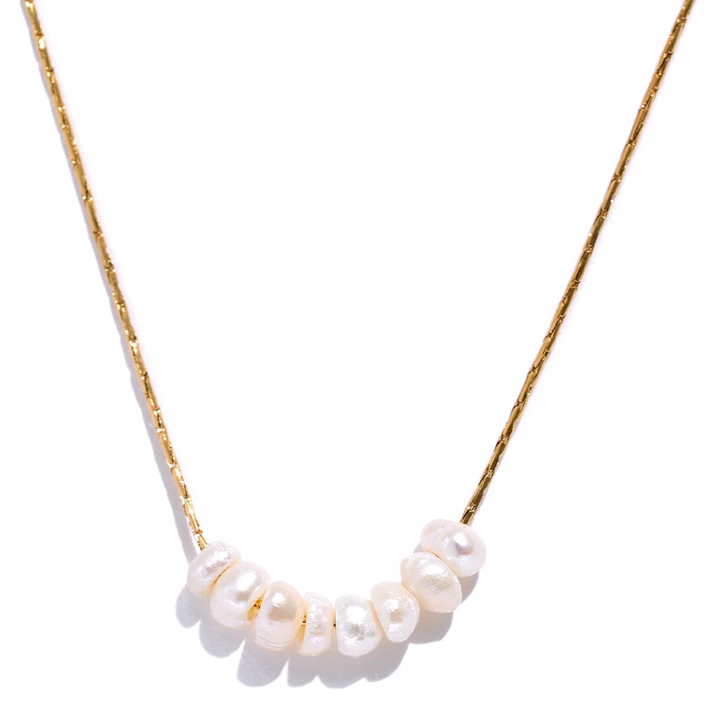 Tarnish-Free Natural Pearl Beads Necklace