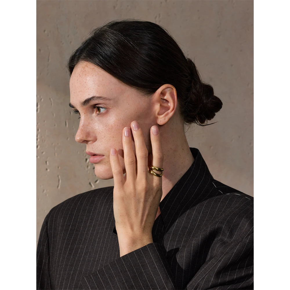 Double Layer Geometric Cast Ring
